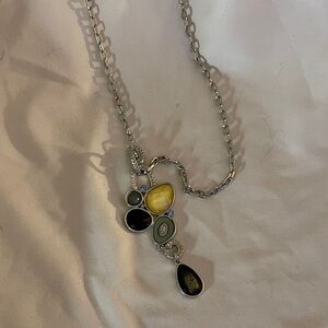 Lia Sophia Elegant Silver and Yellow Statement Necklace